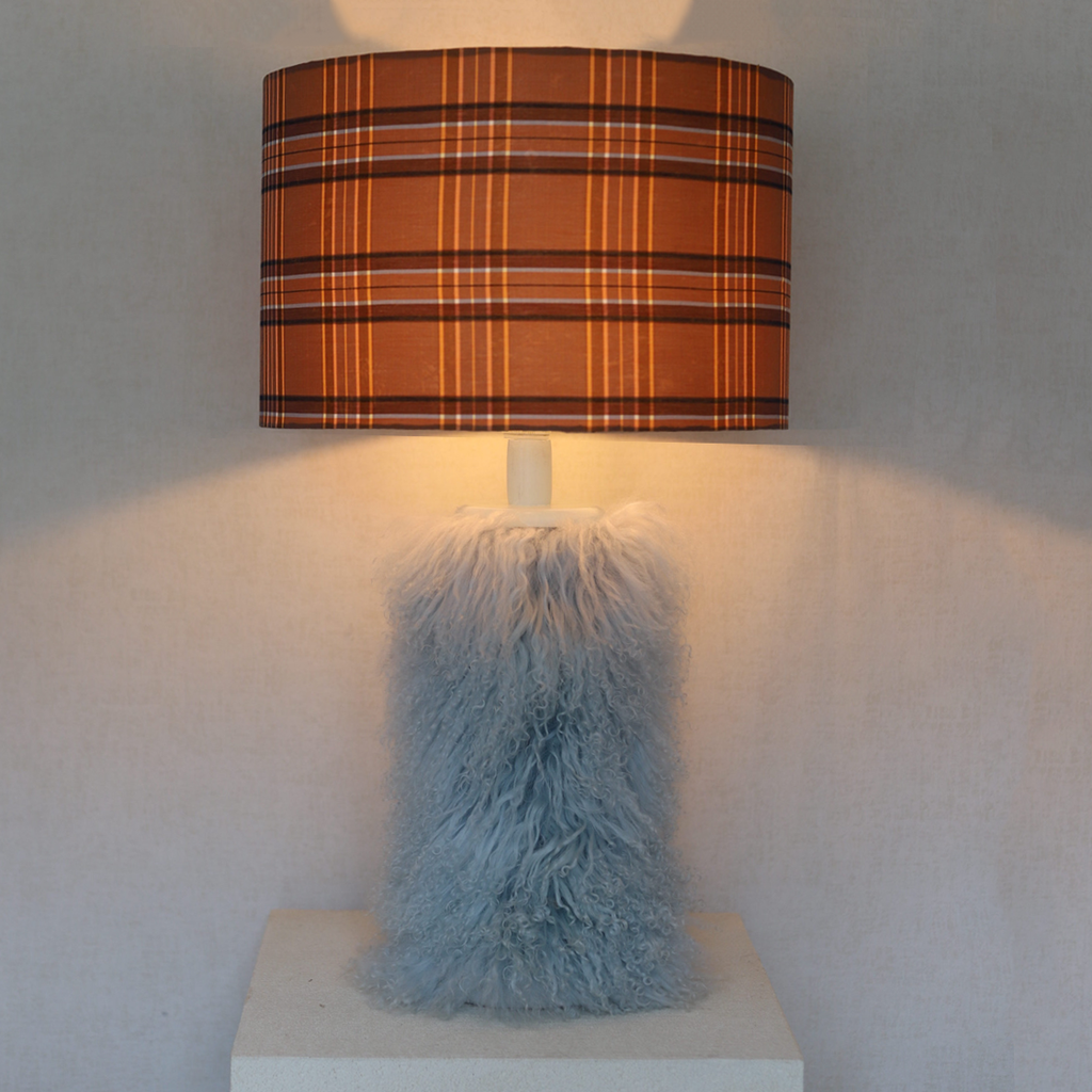 Cammie light blue orange checks