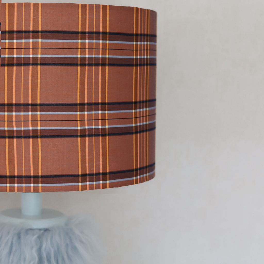 Cammie light blue orange checks