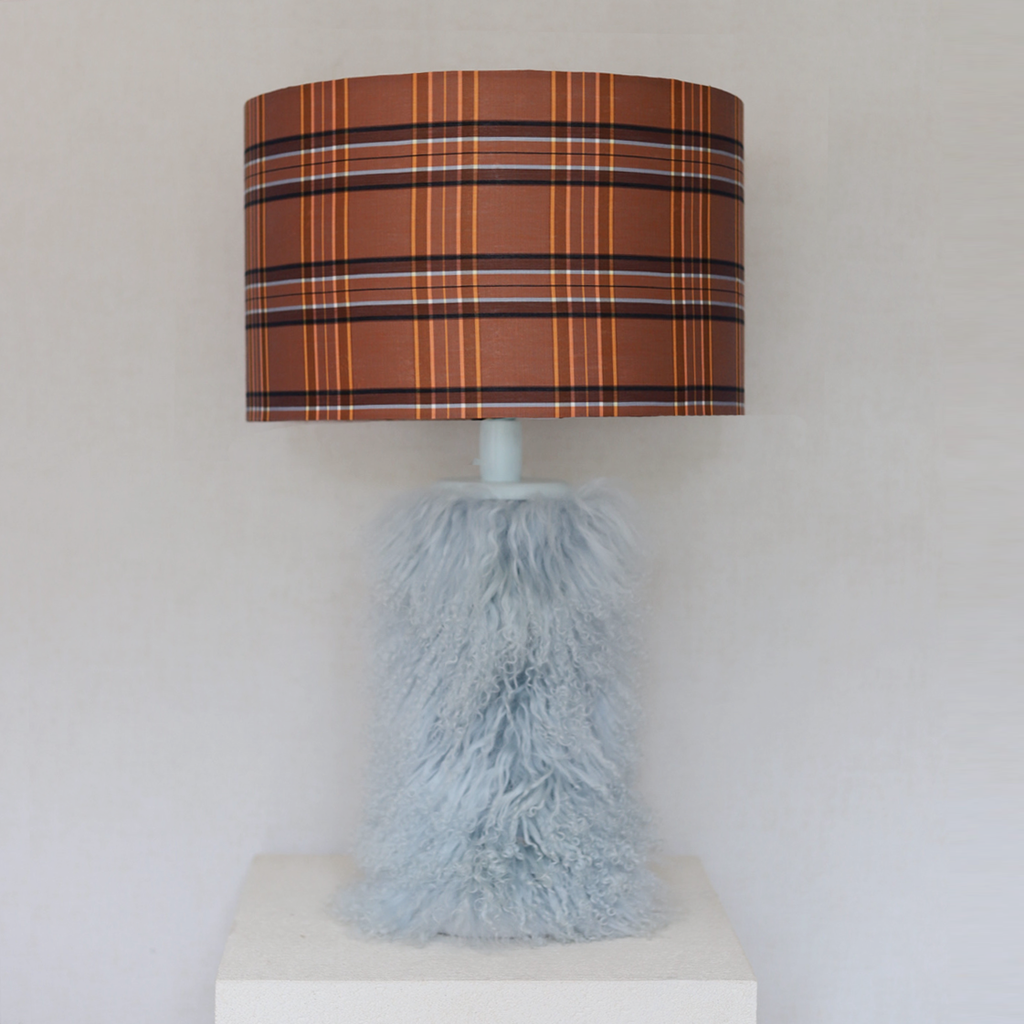 Cammie light blue orange checks