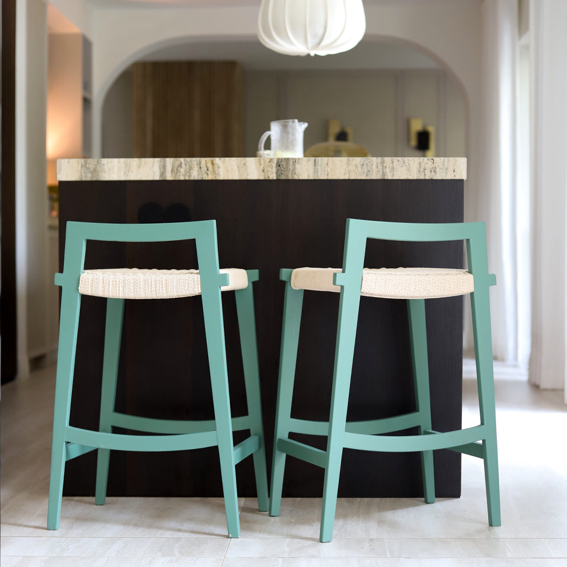 marine green bar stool set