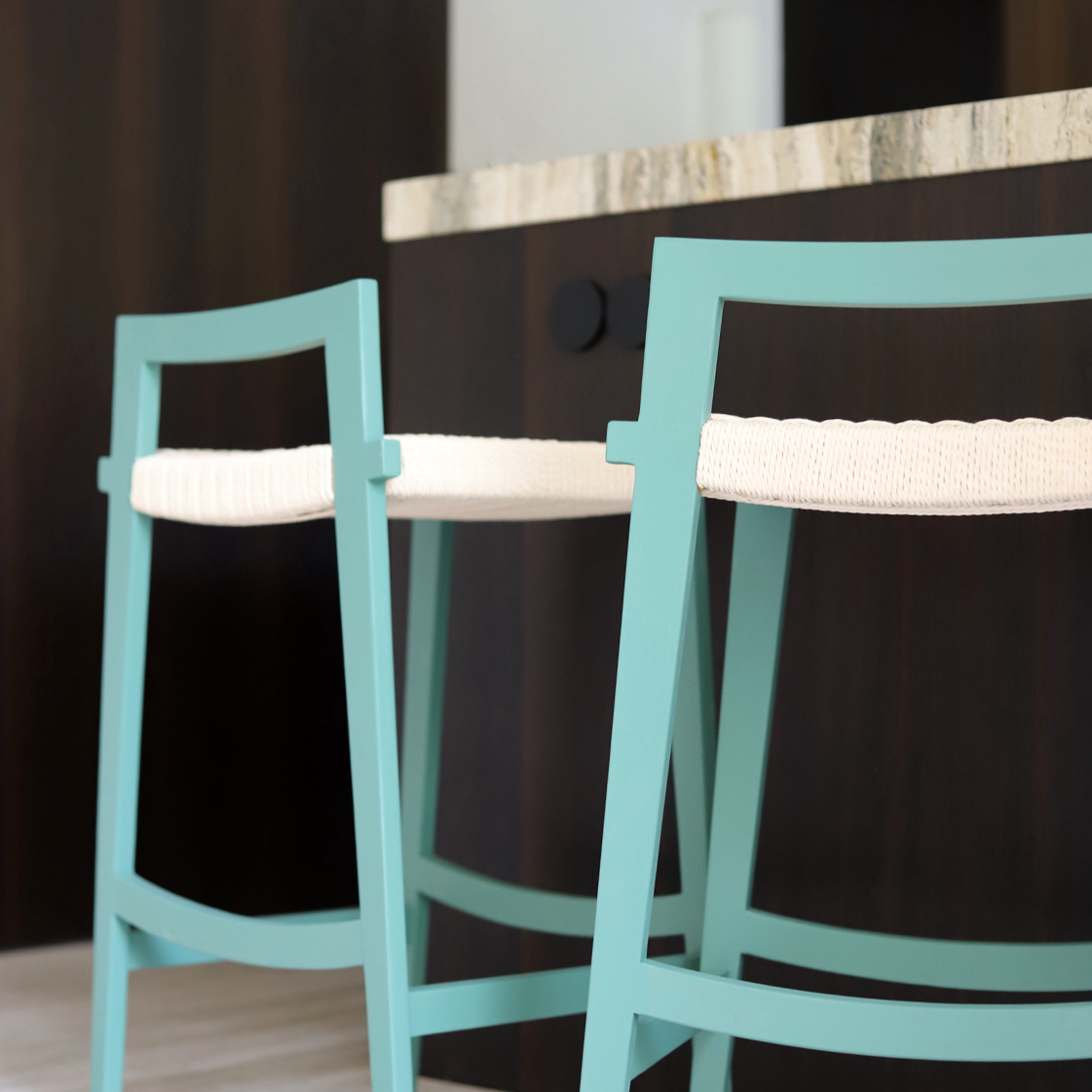 marine green bar stool set