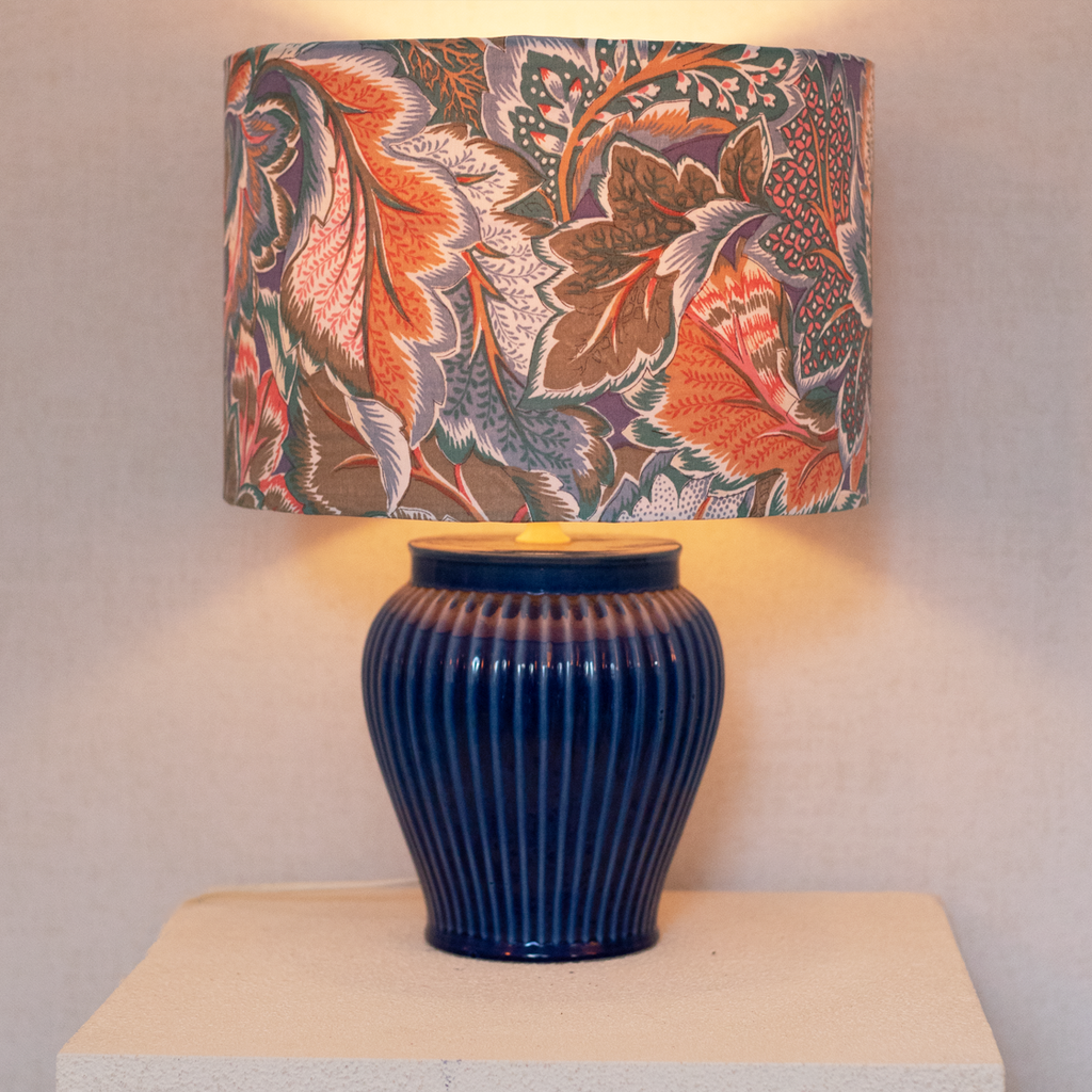 blue floral lamp