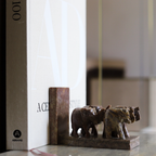 marble bookend elephants