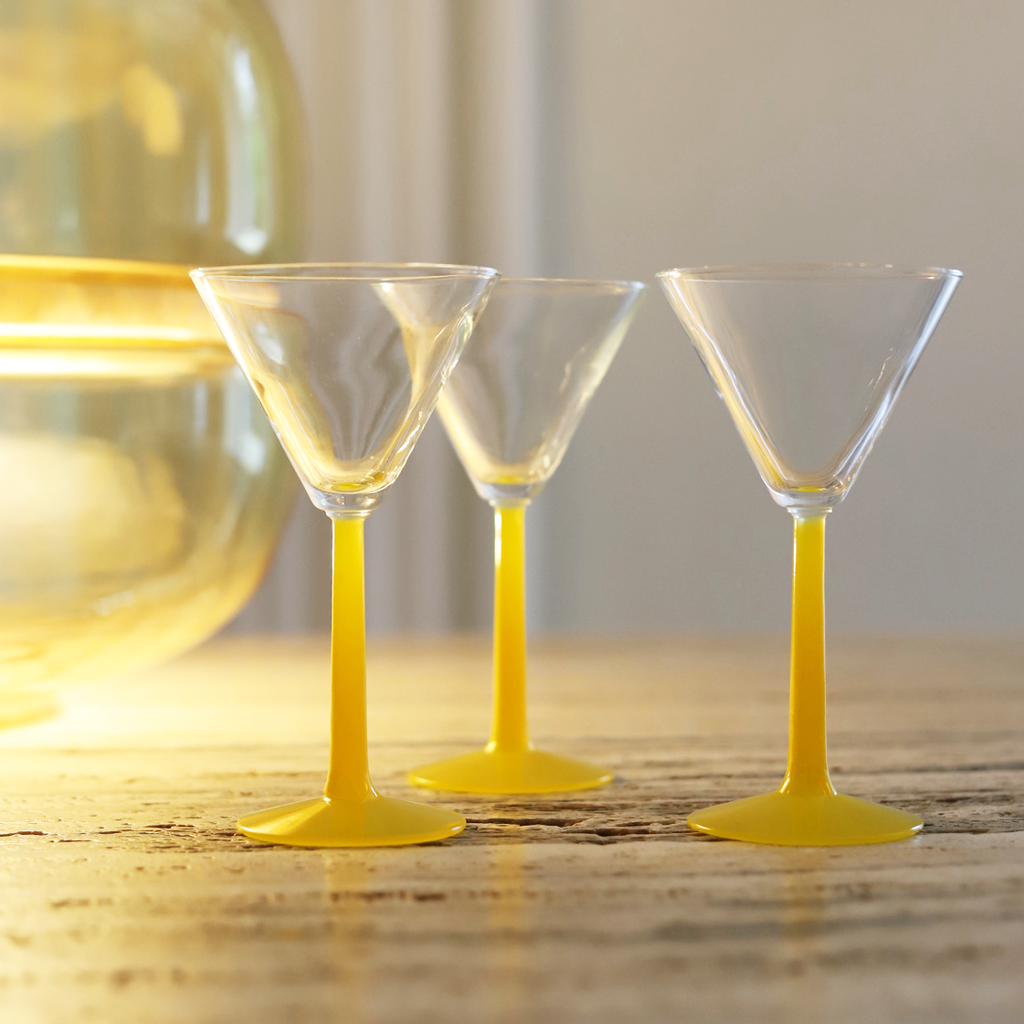 yellow cocktail glasses set