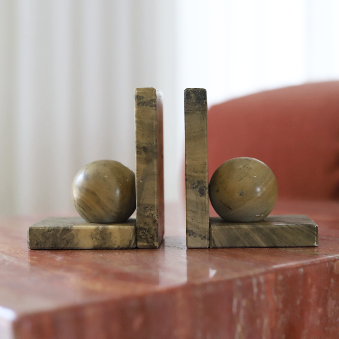green marble bookends