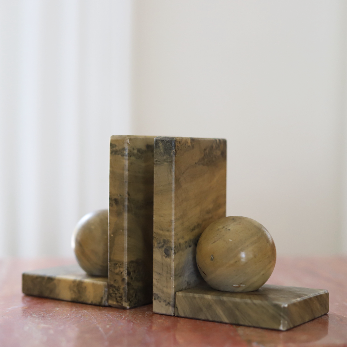 green marble bookends