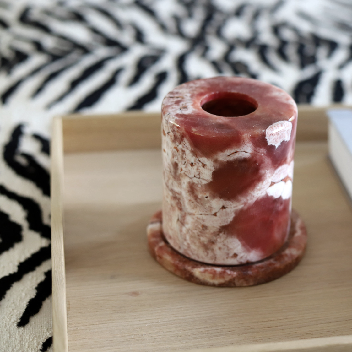 pink marble candle holder