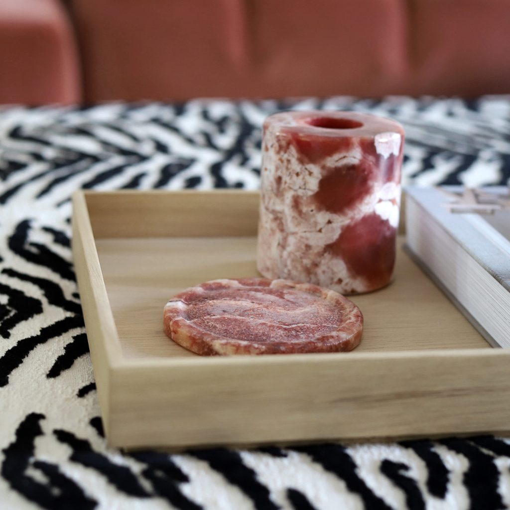 pink marble candle holder