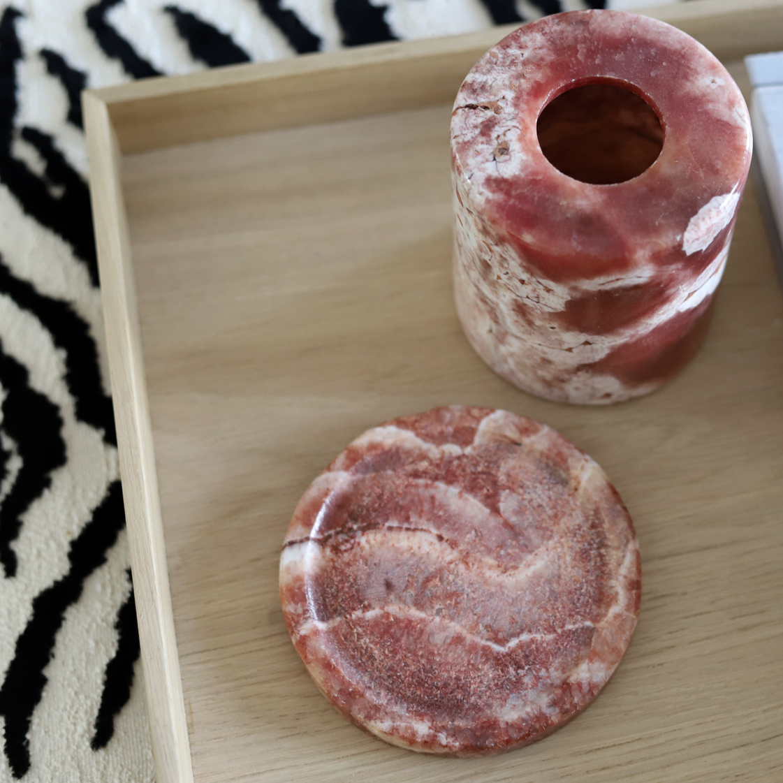 pink marble candle holder